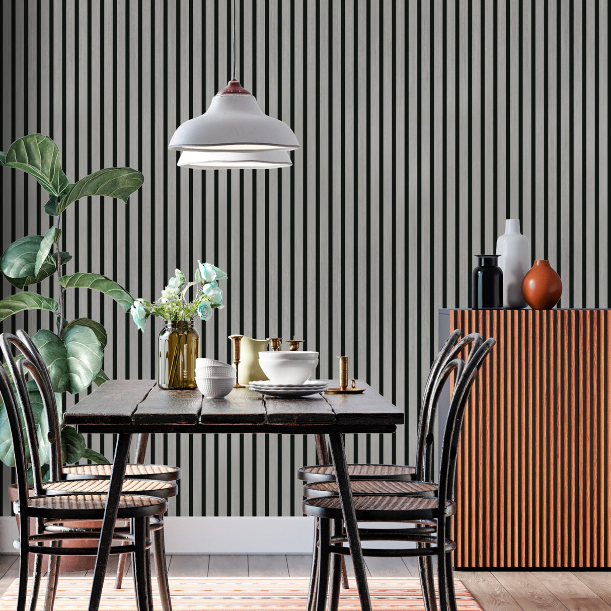 INNO STICKERS 3-Piece Wood Slat Wall Panel for Interior Wall Decor Noise Cancelling 94.5" x 11.4" Acoustic Decorative 3D Sound Absorbing Wall Paneling, Gray Oak, 22.4 Sq.Ft INNO STICKERS