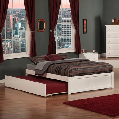 AFI Concord Queen Size Platform Bed with Footboard & Twin XL Trundle in White