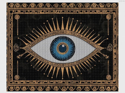 KAYEIUU Evil Eye Grecian Pattern Diamond Art Painting Art Kits Diamond Art Painting Diamond Art Kits 5D Diamond Art Painting Kits DIY Gem Art for Home Wall Decor 12x16 inch