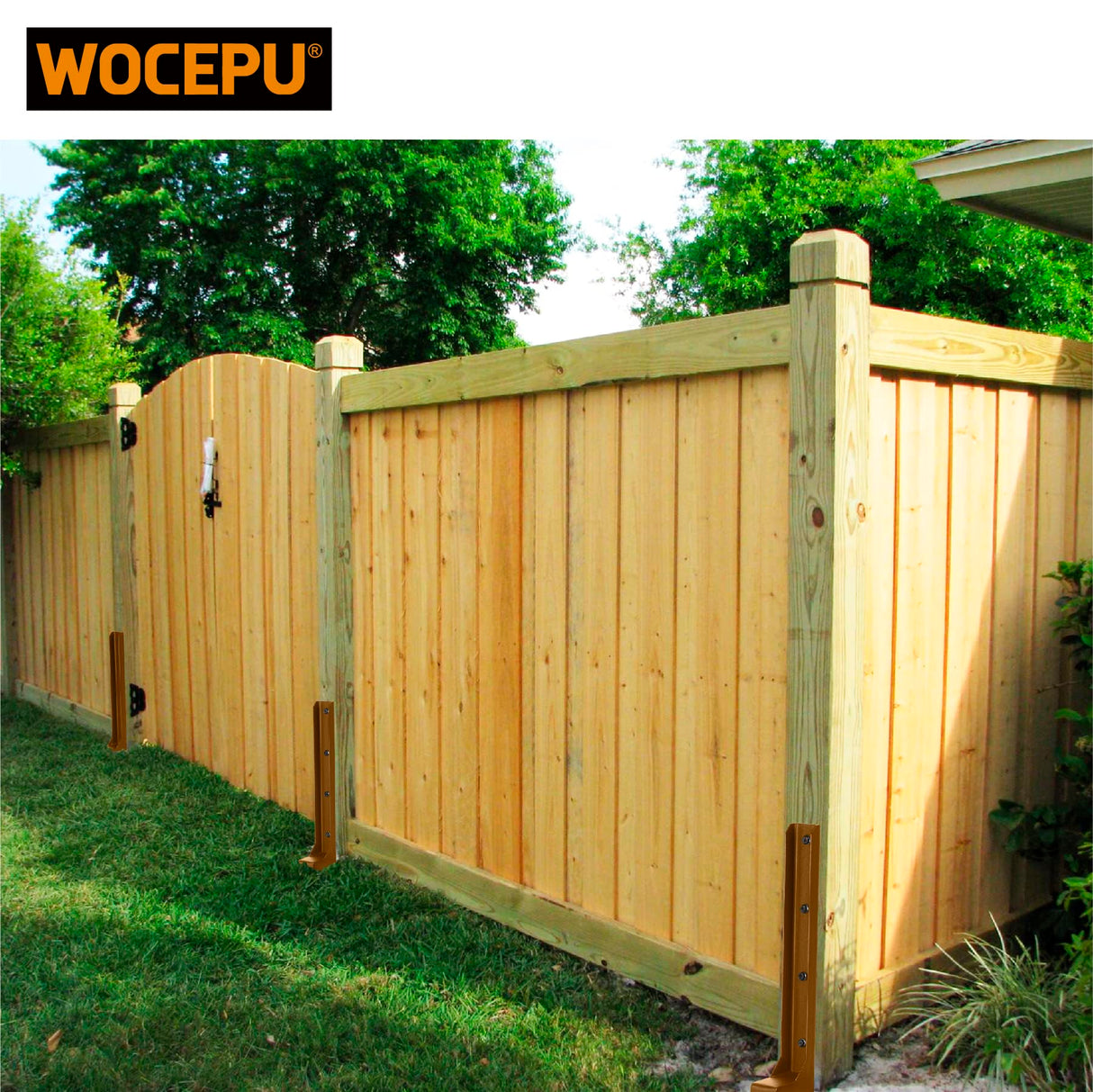 WOCEPU 2.8 FT Fence Post Repair Kit, for Repairing Broken Wooden Fence Post Repair Stakes (4pack-Brown) WOCEPU