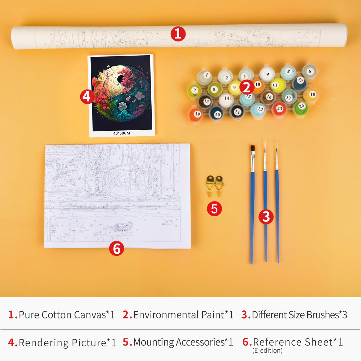 TUMOVO Paint by Numbers for Adults Beginner, Yin Yang Paint by Numbers Kits Romantic Beautiful Flowers Adult Paint by Number Acrylic Kids Paint by Number Kits Home Wall Decoration, 16 x20 Inch TUMOVO