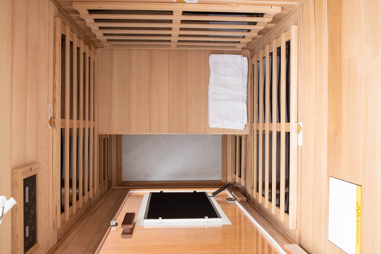 Kanlanth Red Cedar Infrared Sauna 1 Person Low EMF Far Infrared Sauna for Home, 1,350 watt, Indoor Sauna, 2 Bluetooth Speakers, 1 LED Reading Lamp Kanlanth