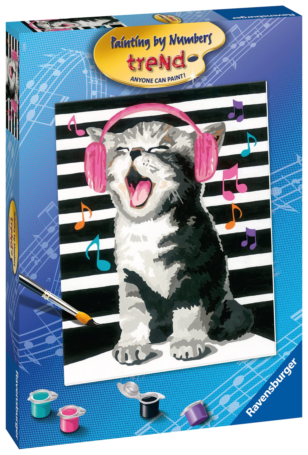 Ravensburger Singing Kitten Paint by Numbers Kit for Children - Painting Arts and Crafts for Kids Age 12 Years Up Ravensburger