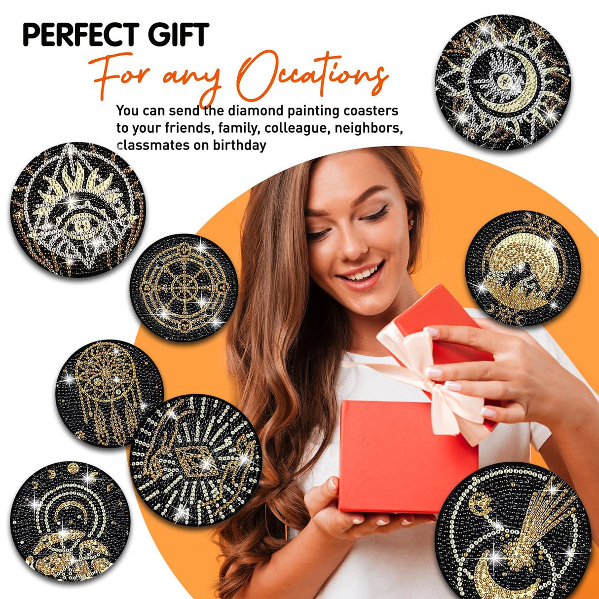 8 pcs Diamond Painting Coasters | Diamond Art Coasters | Tarot Diamond Art Painting | Perfect Art Craft Gift for Tarot Lover, Dad, Mom, Grandparents, Brother, Sister. LGANHAPY