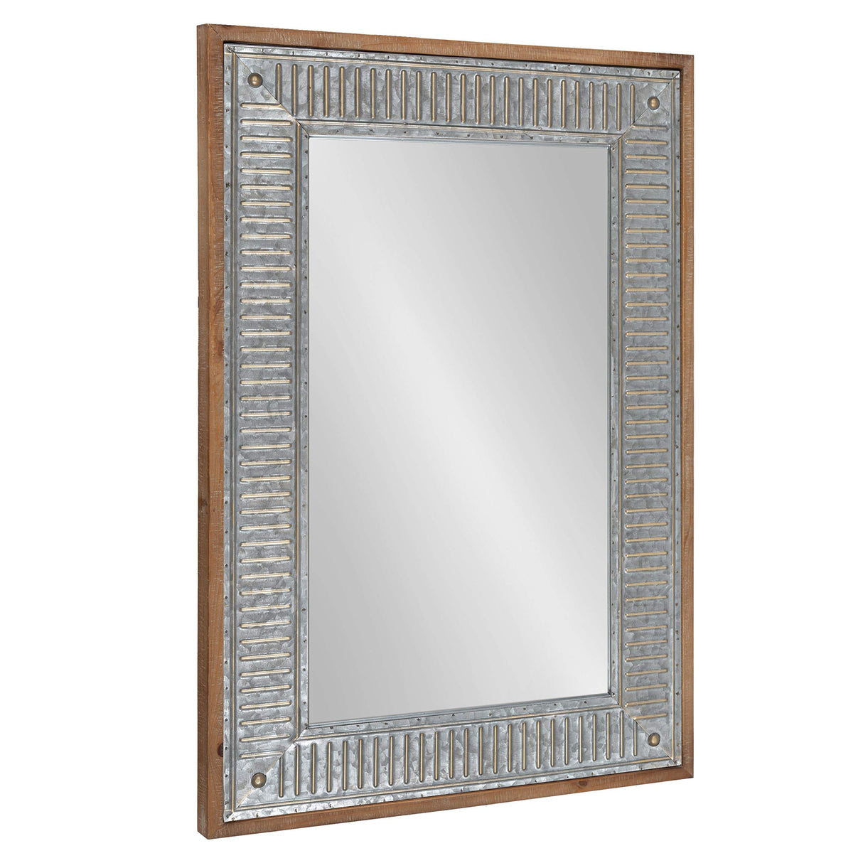 Kate and Laurel Deely Farmhouse Wall Mirror, 20 x 30, Rustic Brown and Silver, Rustic Wall Decor with Galvanized Metal Frame Kate and Laurel