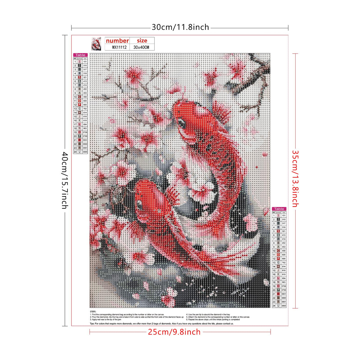 Lxmsja Koi Fish Diamond Art Kits for Adults, Flower DIY Full Drill Diamond Painting Kits for Beginners, 5D Gem Art Crafts for Adults, Home Wall Decor 12x16 inch Lxmsja