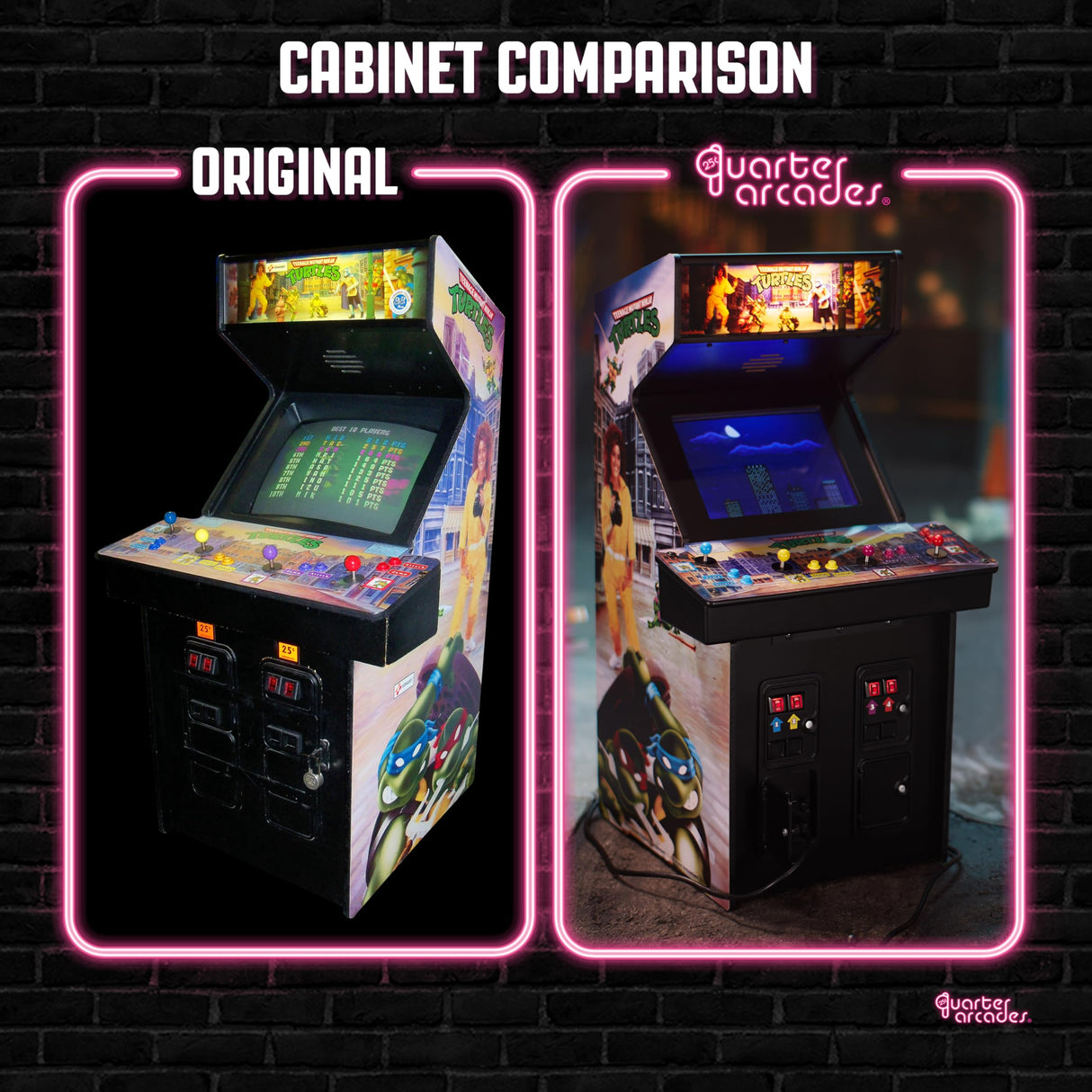 Numskull Quarter Arcades Teenage Mutant Ninja Turtles Collector's Edition Mini Arcade - 1/4 Scale Authentic Wooden Replica, Original ROM, Rechargeable Battery & 3W Speakers for Retro Enthusiasts quarter arcades