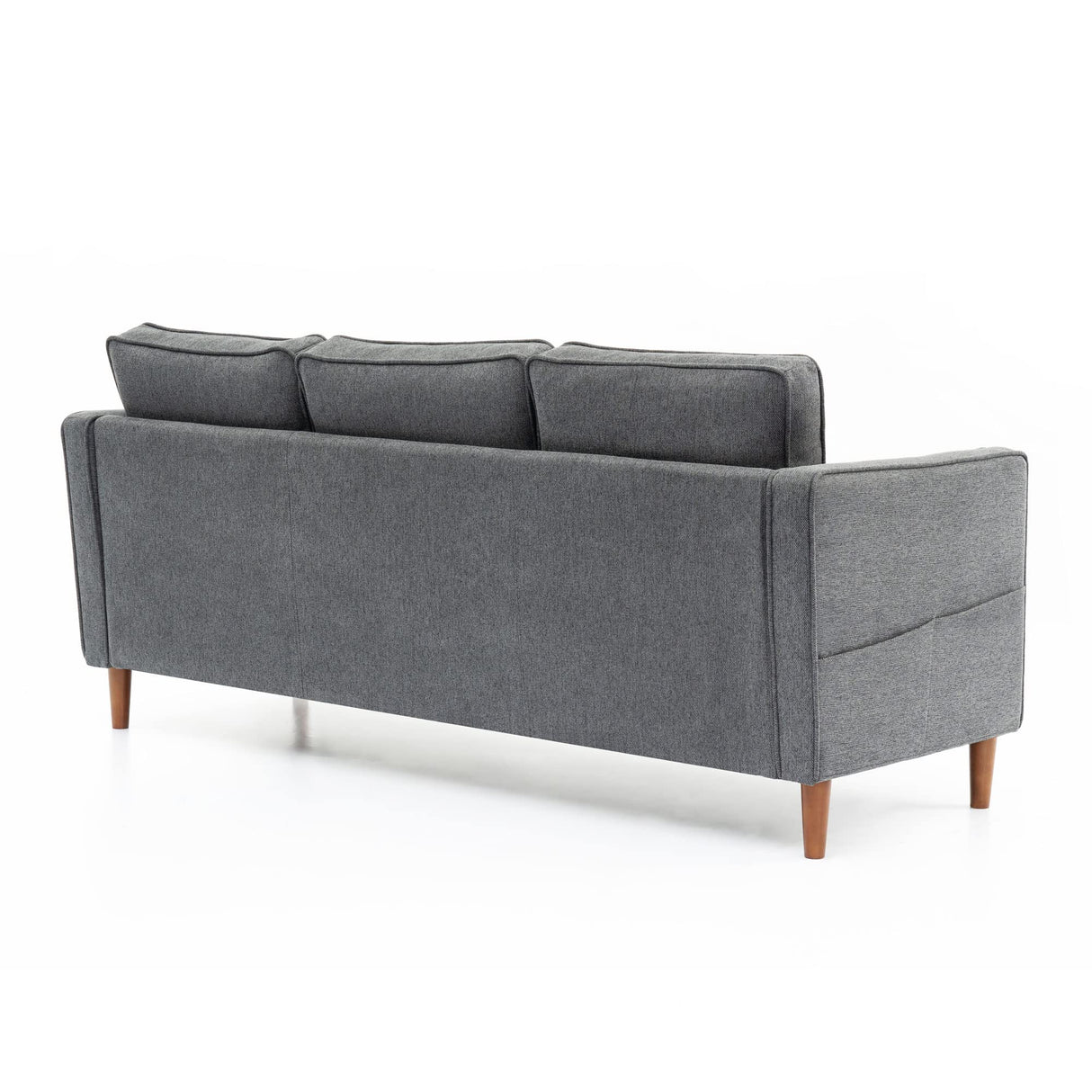Mellow HANA Modern Linen Fabric Sofa Couch with Armrest Pockets, Dark Heather Grey Mellow