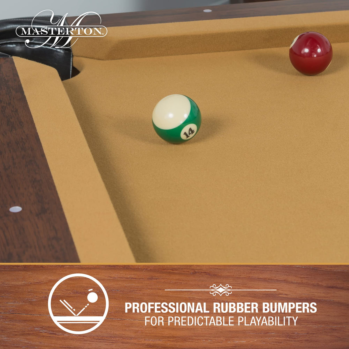 EastPoint Sports Masterton 87-Inch Pool Table - 8 Ball Pool Game Table for Billiards Indoor Games in Rec Room, Basement & Family Game Room - Available in Tan, Red, Green and Navy Felt Colors EastPoint Sports