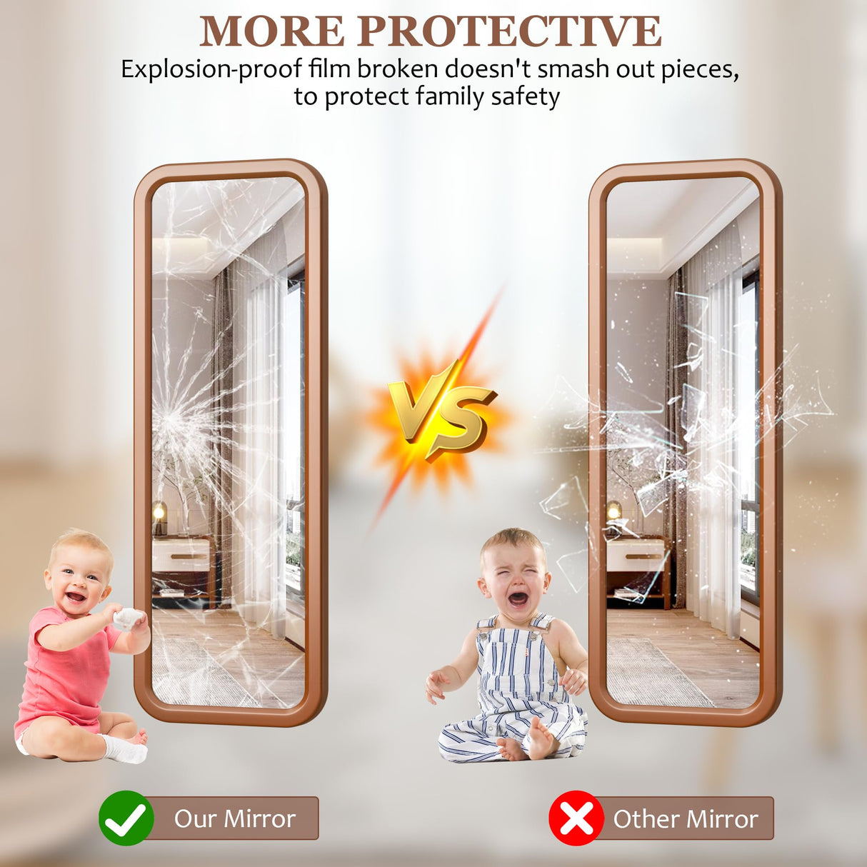 LVSOMT 63"×18” Wooden Full Length Mirror, Full Body Mirror, Standing Floor Mirror, Solid Wood Frame, Stand Up or Wall-Mounted, Dressing Mirror for Bedroom, Rustic Mirror, Walnut LVSOMT