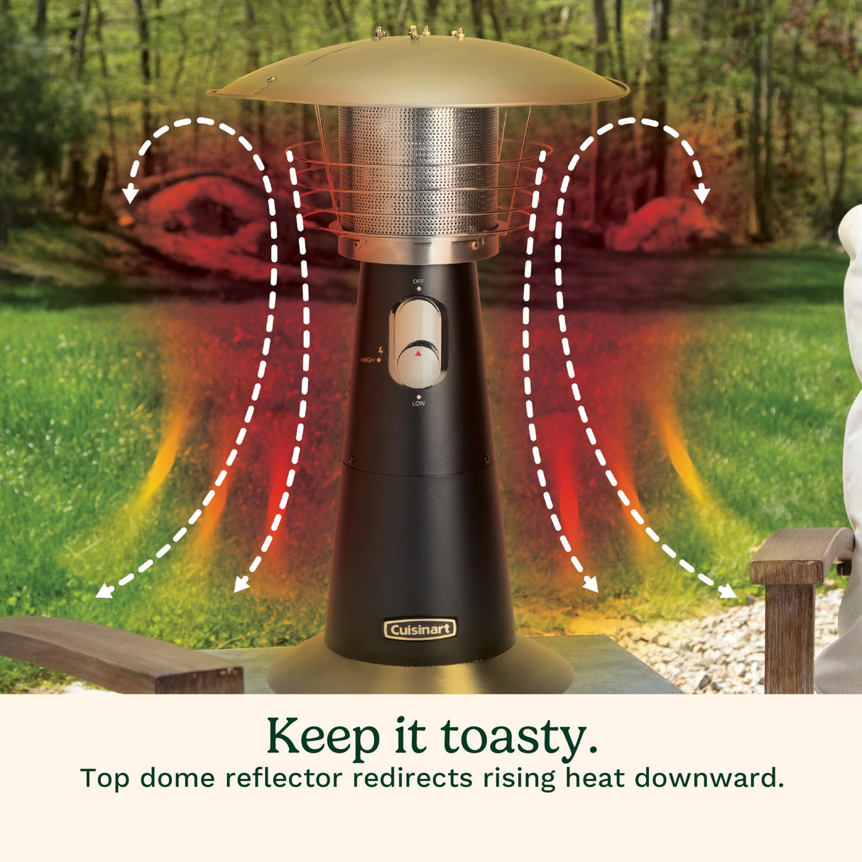 Cuisinart COH-500 Portable Tabletop Patio, 11,000 BTU Outdoor Propane Heater with Safety Tilt Switch and Burner Screen Guard, 100 sq. Foot Heat Range, Black Cuisinart