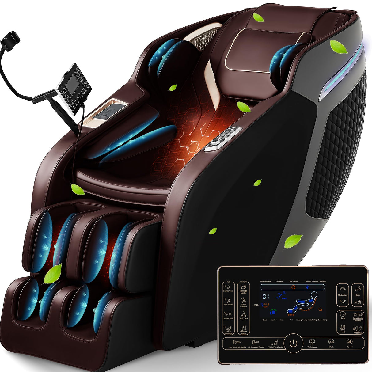 4D Massage Chair Full Body, Zero Gravity SL-Track Shiatsu Massage Chair Recliner with Heating, Body Scan, AI, Calf Kneading, Foot Rollers, Airbags, Footrest Extension, 4 Control Ways, BH-5201(Brown) VUYSUYVY