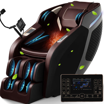 4D Massage Chair Full Body, Zero Gravity SL-Track Shiatsu Massage Chair Recliner with Heating, Body Scan, AI, Calf Kneading, Foot Rollers, Airbags, Footrest Extension, 4 Control Ways, BH-5201(Brown)