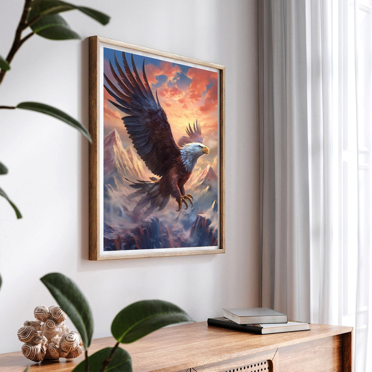 SKRYUIE Paint by Numbers Kit for Adults Beginner Eagle, Acrylic Mountain Oil Painting by Numbers Kits with PaintBrushes Paintwork Art Canvas Crafts for Home Decor 16x20 inch SKRYUIE