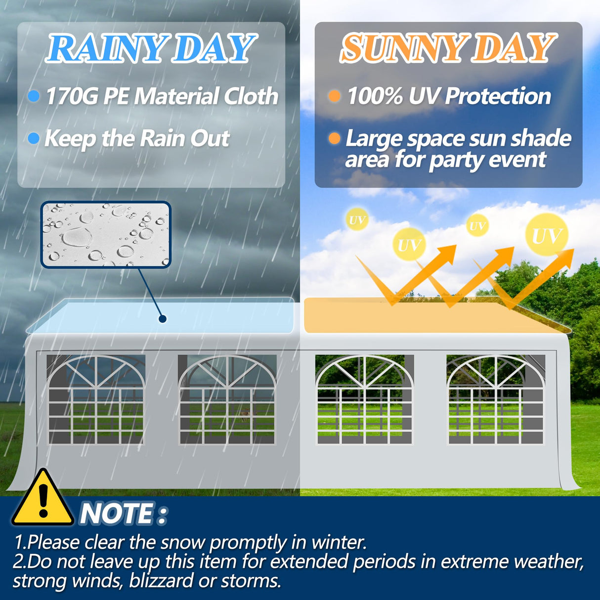 COVERONICS Outdoor Canopy Party Tent, 20'X30' Patio Party Tent with Rollable Sides and 4 Sandbags, Heavy Duty Steel Frame Carport Gazebo Event Tent Perfect for Wedding, Birthday Party, Outdoor Event COVERONICS