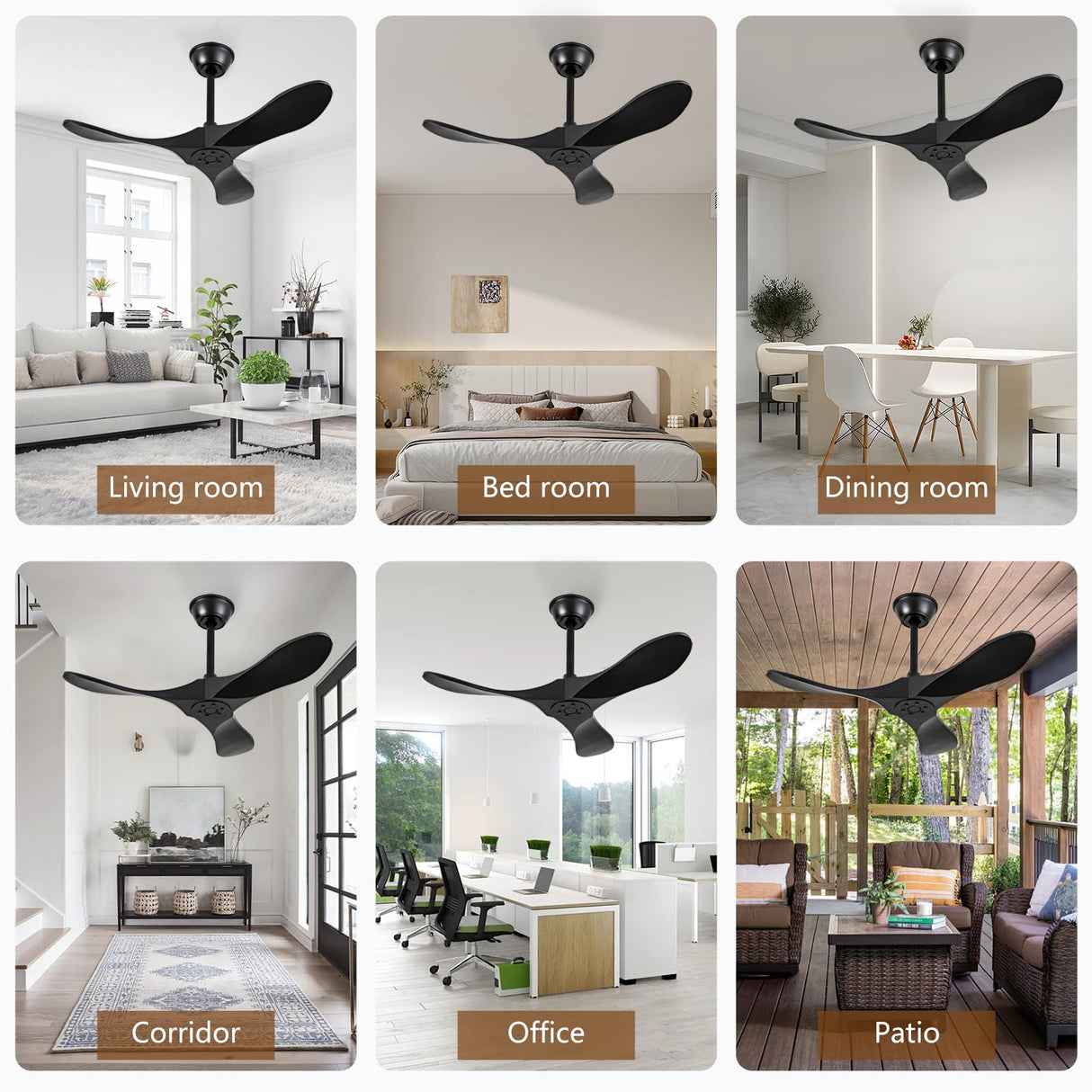 Benicefun 36 Inch Black Ceiling Fan No Light,Small Ceiling Fans Without Lights, Small Modern 3 Blade Quiet Dc Ceiling Fan For Slanted Ceilings, Rustic Wood Ceiling Fan For Gazebo With Remote Benicefun