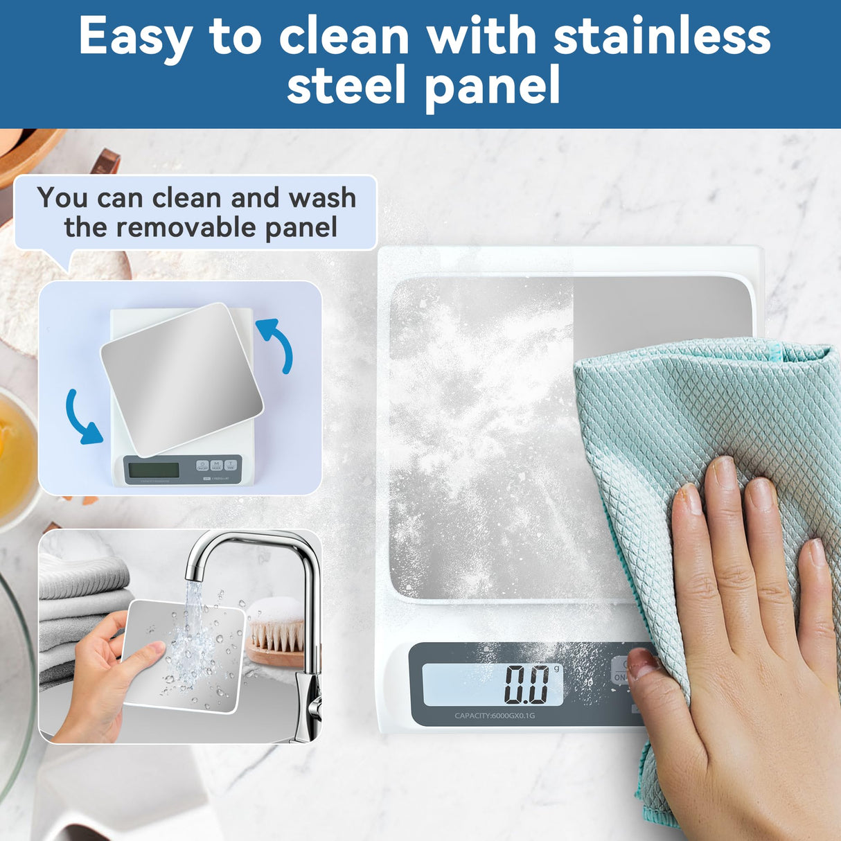 CYBERGIANT 13lb/0.1g Precision Digital Food Scale - Meal Prep Kitchen Baking & Espresso Coffee - Gram Scale with Stainless Steel Platform & LCD Display Cybergiant