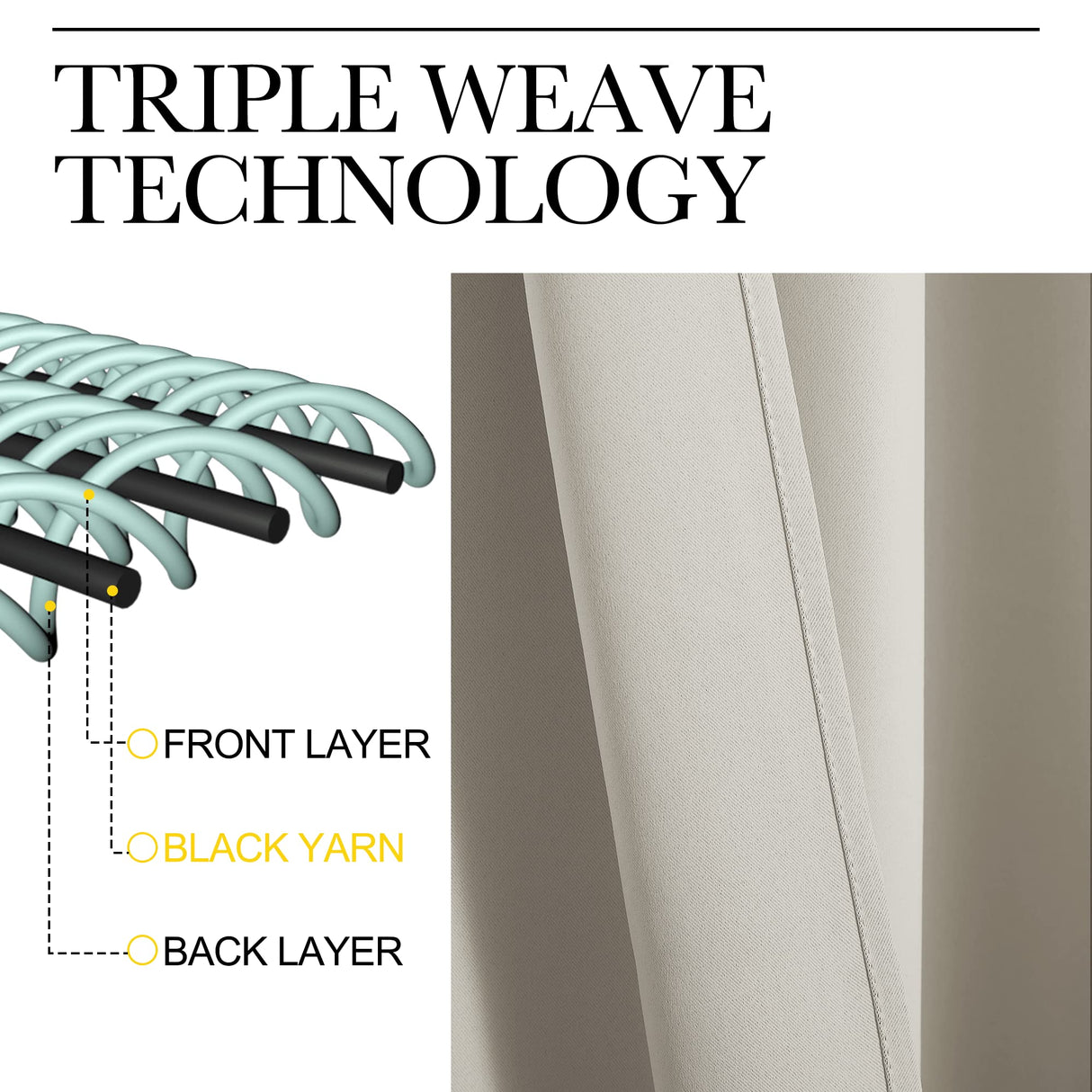 NICETOWN Natural Blackout Curtains for Bedroom (1 Pair, 42 x 63 inches), Farmhouse Thermal Insulated Room Darkening Drapes for Windows NICETOWN