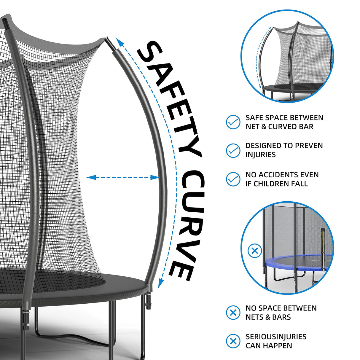 ALTLER 12FT Trampoline Enclosure Net Outdoor Jump for Kids and Adults Round ASTM Approved ALTLER