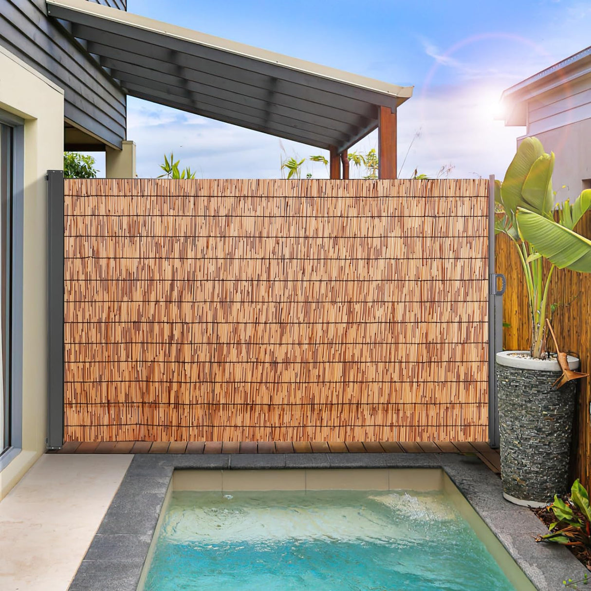 Bamboo Fencing, Natural Reed Fencing Rolls, Backyard Garden Fencing, Decorative Fences, Patio Privacy Wall Fencing Roll for Outdoor, Gallery, Restaurant, Hotel 2-6ft High(70*200cm(2.3*6.6ft)) HSPLXYT