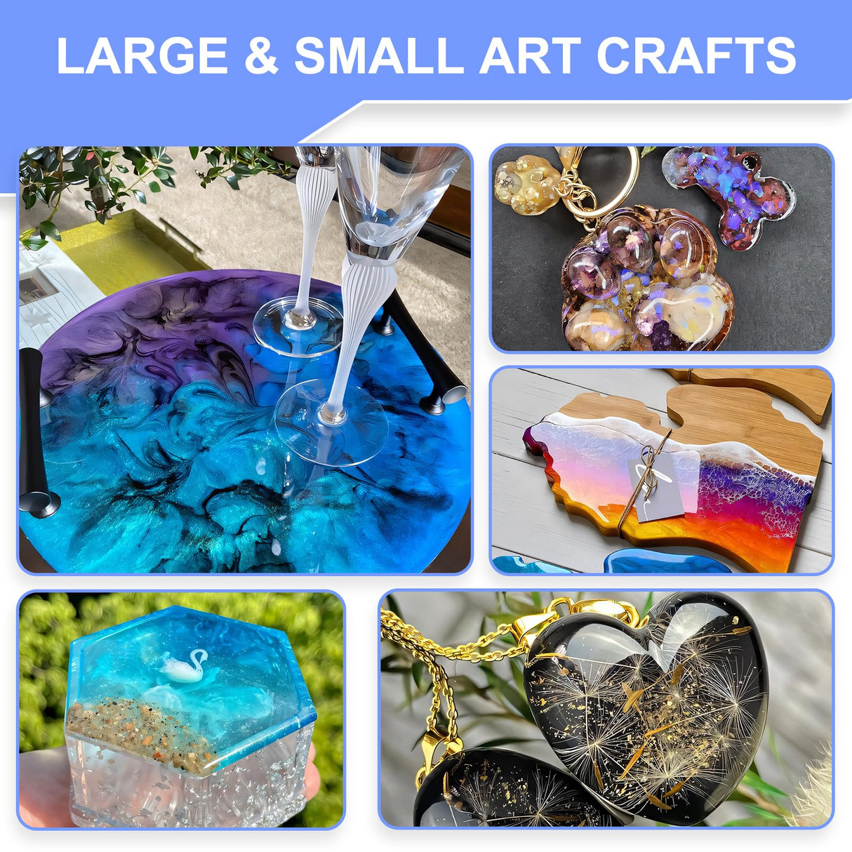 Teexpert Epoxy Resin 2 Gallon Kit, Pure Glossy Crystal Clear Resin Epoxy with Pump, Casting Resin Bubble Free Anti Yellowing, Art Resin Epoxy Resin for Jewelry Making, Table Top, Wood & Art Crafts Teexpert