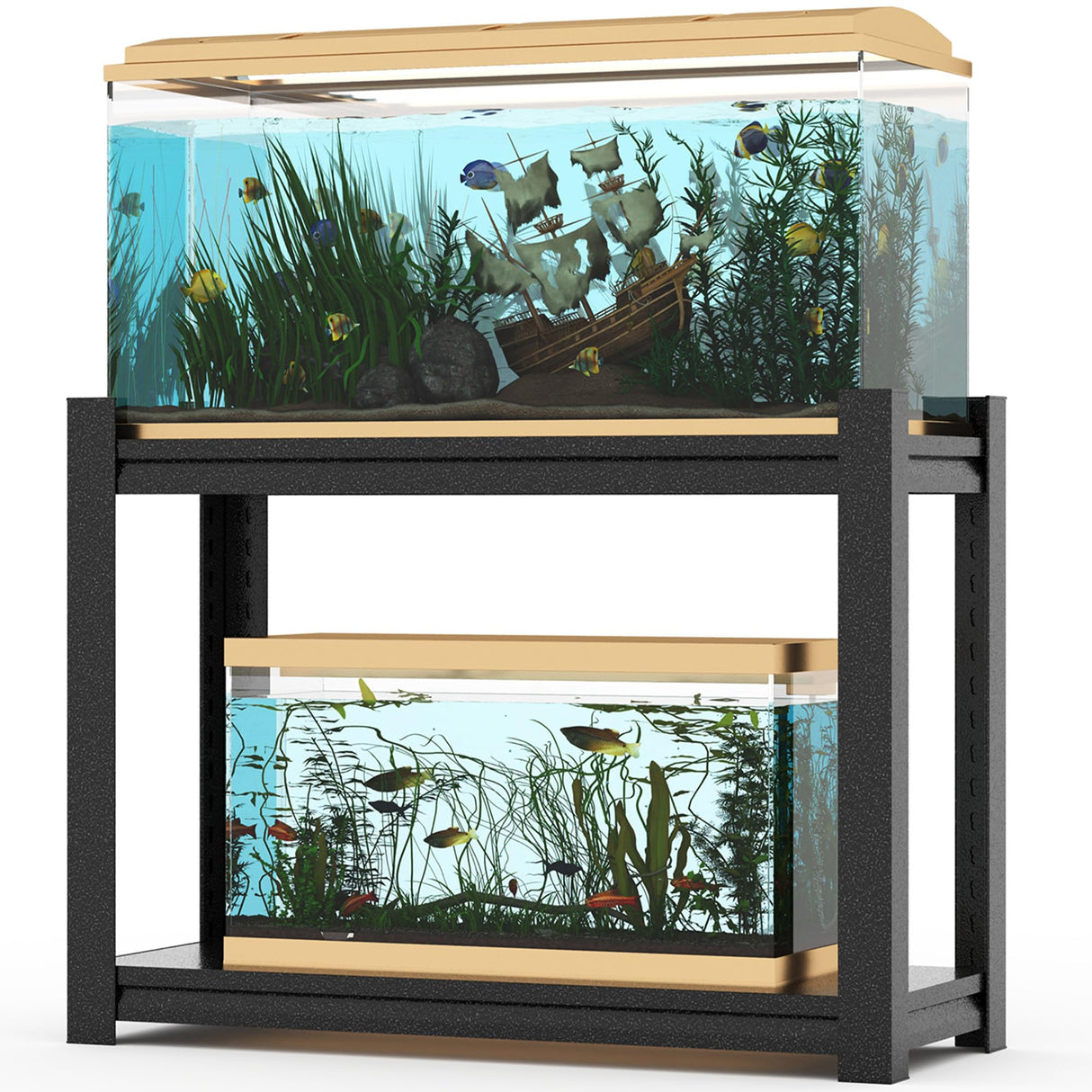 10-20 Gallon Fish Tank Stand Storage Shelf,Heavy Duty Sturdy Reptile Stand,28.4“*27.3“*15.6“Gallon Aquarium Stand,Reptile Tank Stand,Terrarium Stand,Breeder Tank Stand,Total Load 600lbs,Black robytist