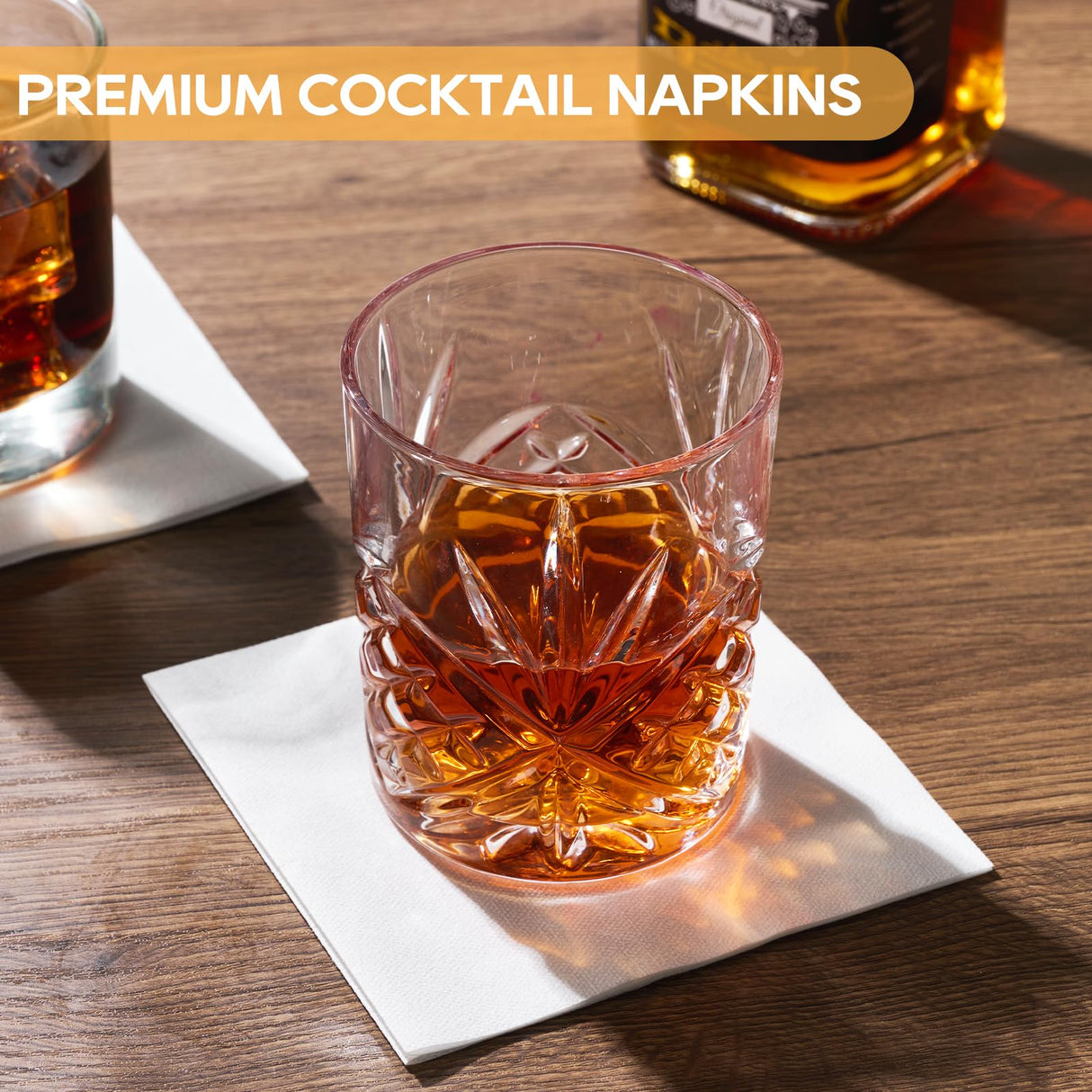 FOCUSLINE 100 Count Linen-Feel Disposable Cocktail Napkins -Square White Beverage Napkins - Soft and Absorbent Bulk Party Paper Napkins for Bar, Restaurant, Café, Wedding, Dinner or Events FOCUSLINE