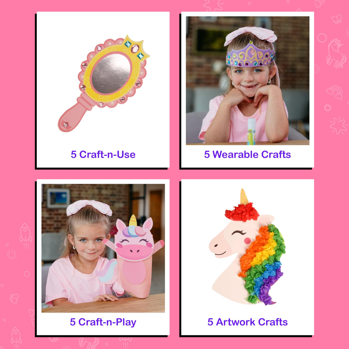 Craftikit® 20 Award-Winning Princess & Unicorn Crafts for Kids Ages 3-10 Years, All-Inclusive Toddler Arts and Craft Kits for Kids, Fun Toddler Craft Box for Girls in Preschool Craftikit