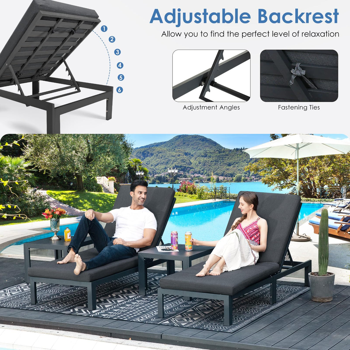 RADIATA Outdoor Aluminum Patio Furniture with Fire Pit Table, Modern Outdoor Patio Furniture Set 11 Pieces, Gray Frame Wide Seat Oversized Sectional Conversation Set for Poolside, Backyard, Grey RADIATA