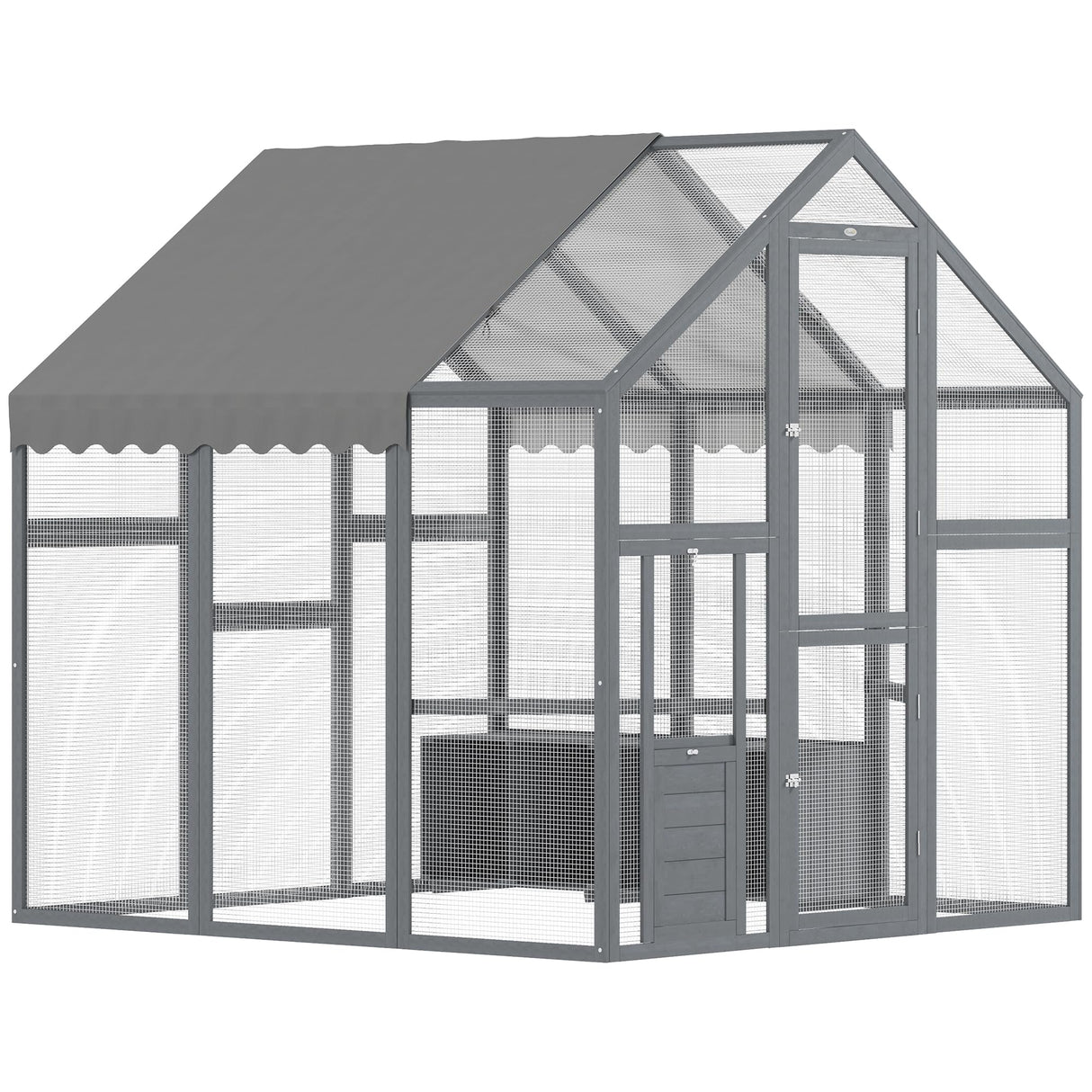 PawHut Large Chicken Run, Wooden Chicken Coop with Waterproof & Anti-UV Cover, Split Door, 2 Nesting Boxes, 2 Roosting Bars, Walk-in Chicken Pen for 6-8 Chickens, for Backyard, Farm, 5.5' x 6' x 6' PawHut