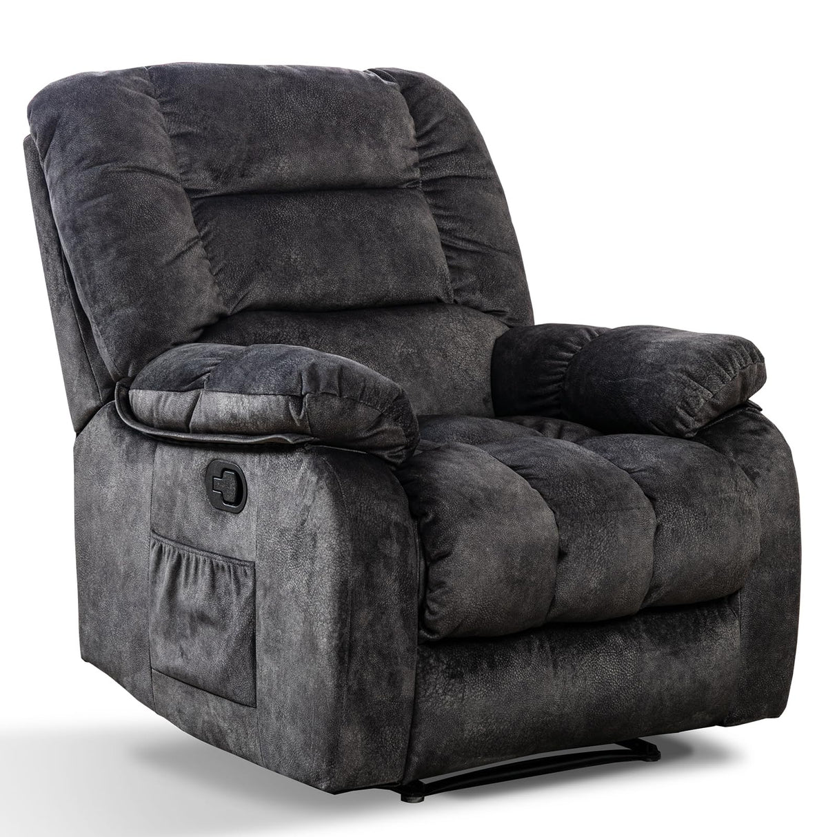 ANJHOME Massage Recliner Chairs with Heat and Vibration,Overstuffed Manual Rocking Reclining Chair for Living Room Bedroom (Grey) ANJ