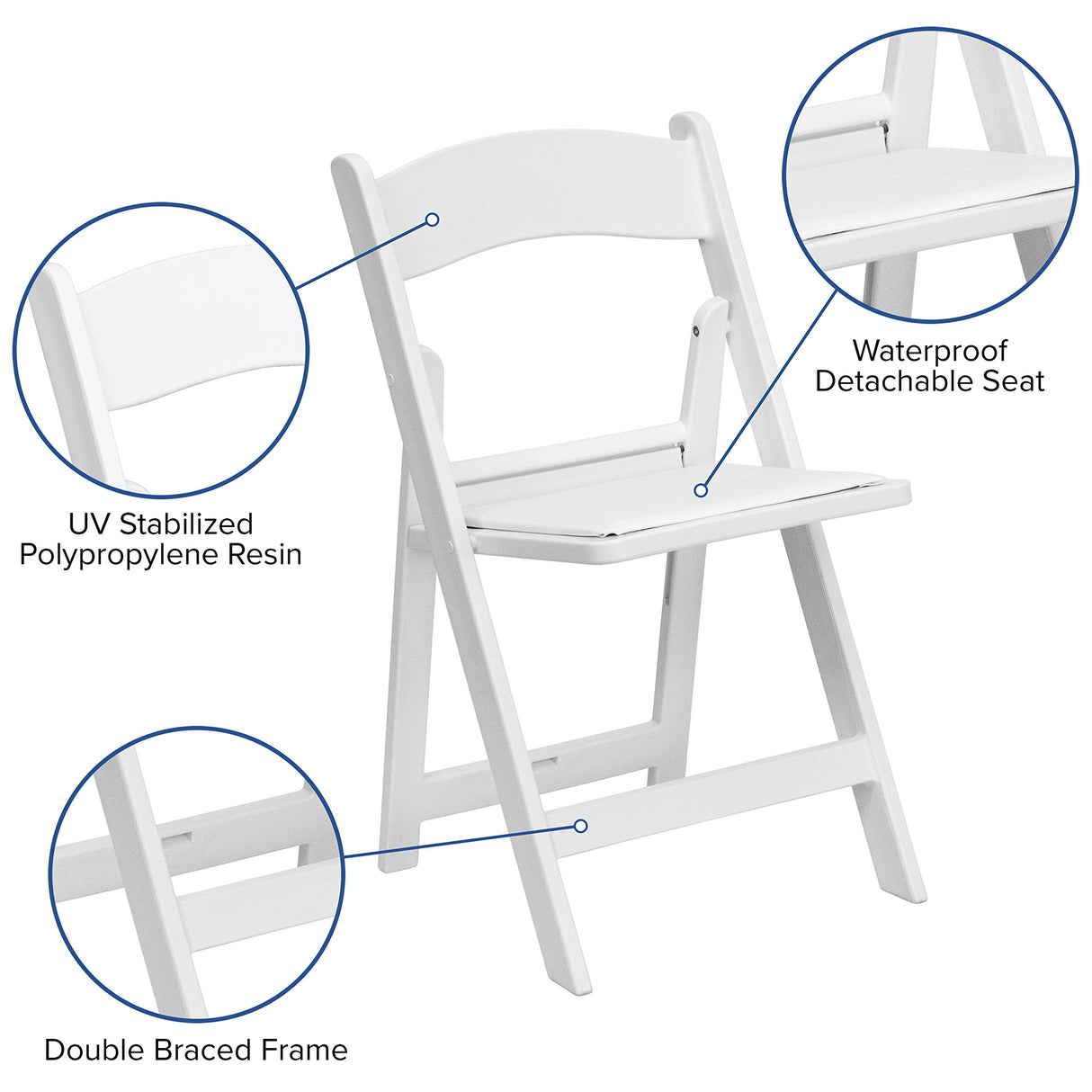 Flash Furniture Hercules Series Folding Chair - White Resin - Set of 4 800LB Weight Capacity Comfortable Event Chair - Light Weight Folding Chair Flash Furniture