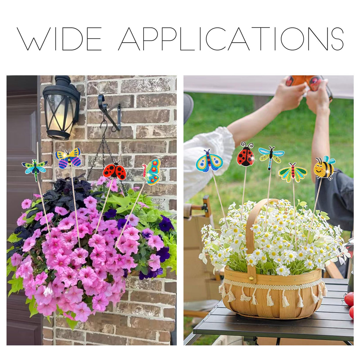 Boutigem 12Pcs Insect Diamond Art Painting Kit for Garden Decor 5D Butterfly Dragonfly Ladybug Bee Diamond Painting Stakes Supplies for Adult Beginner Party Home Ornament Boutigem