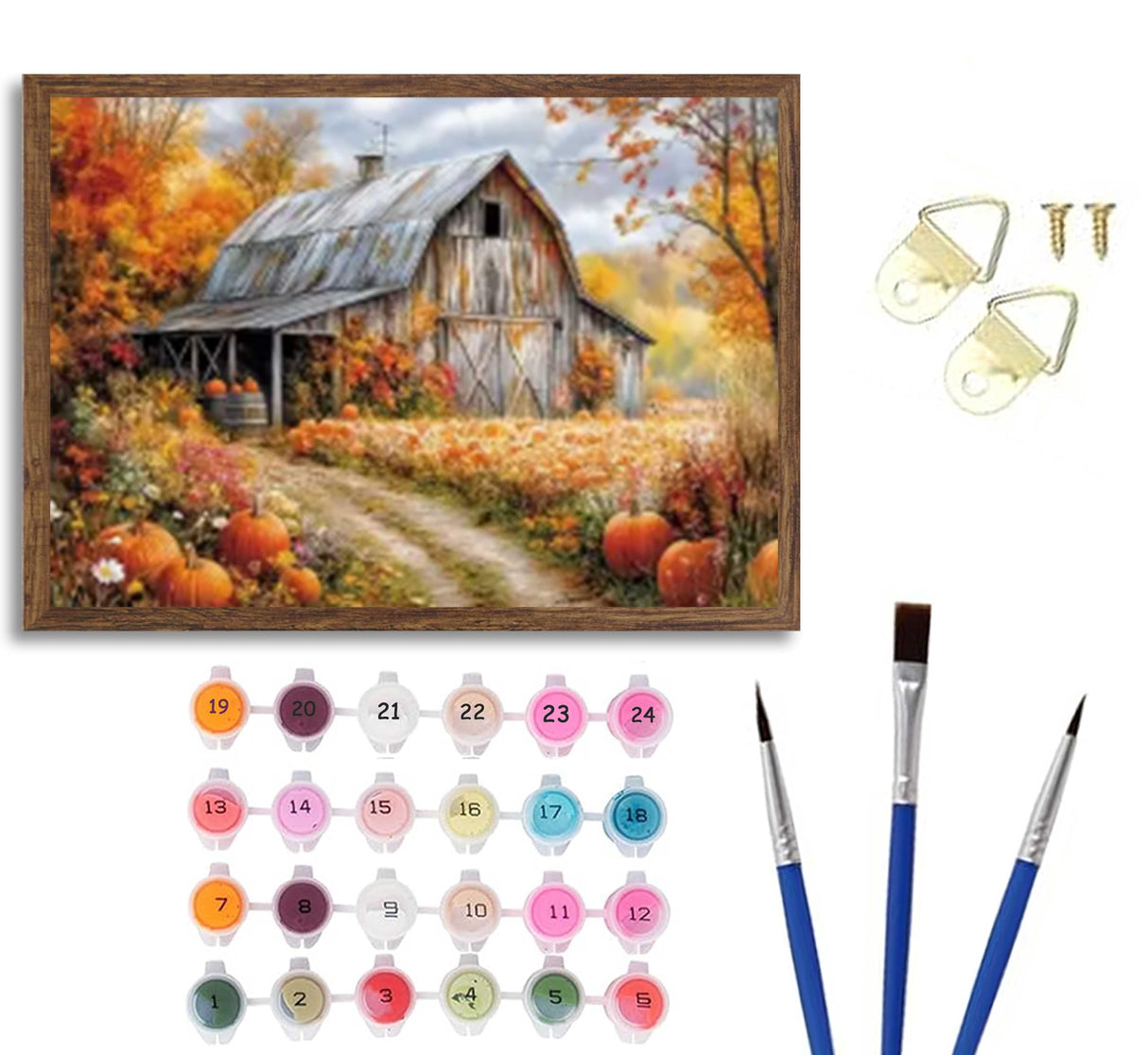 Autumn Barn Paint by Number Kit, 12x16inch Rustic Fall Harvest Scene DIY Painting for Adults and Kids, Art Craft Supplies Generic