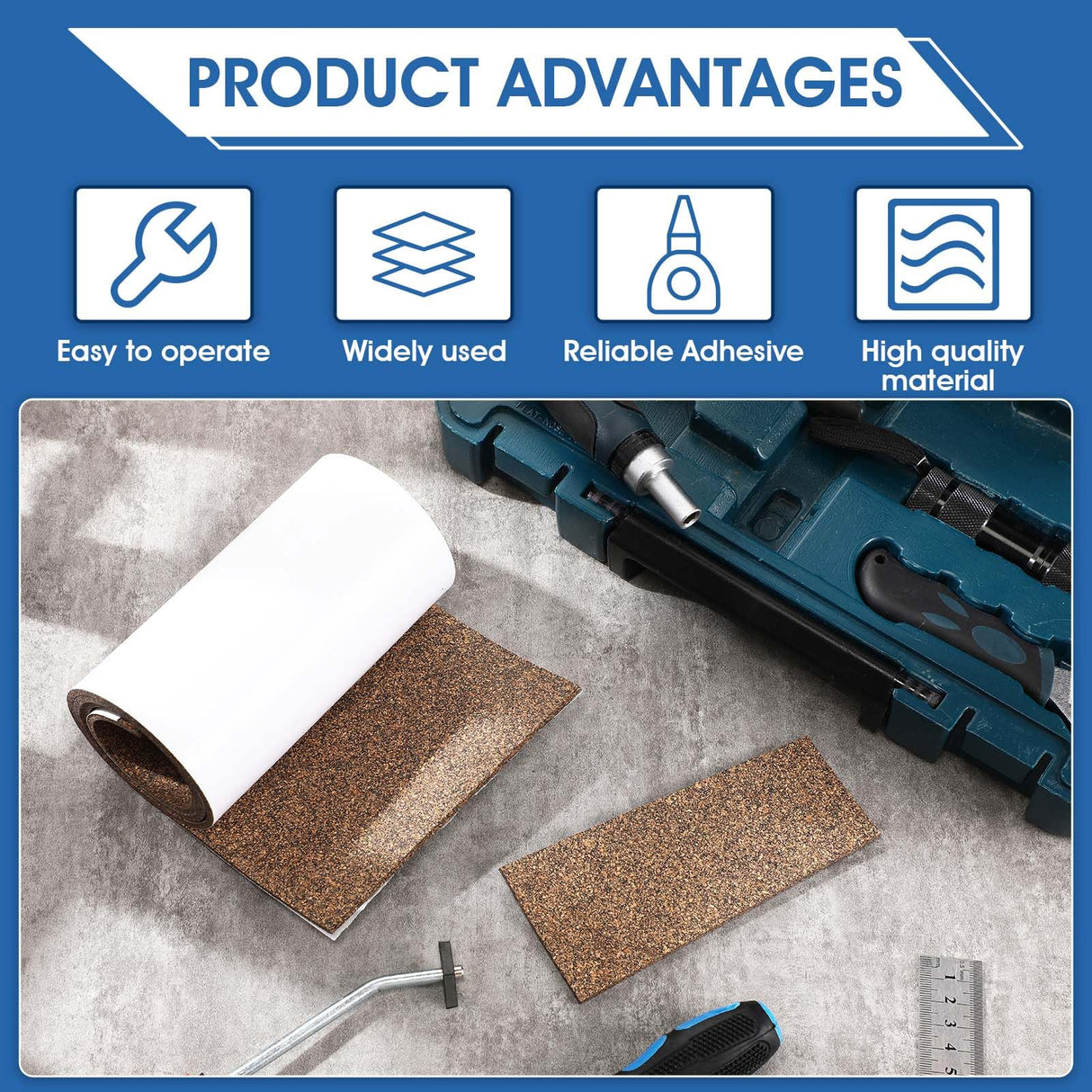 Cork Rubber Vise Jaw Lining 36 Inch Long 5.91 Inch Wide 1/8 Inch Thick Soft Vise Jaw Pads Rubber Cork Sheet Covers for Woodworking Vise Lining Clamp Faces (with Pressure Sensitive Adhesive) Sumind