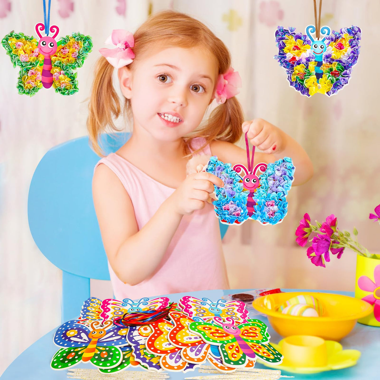 MEZOOM 12pcs Butterfly Craft Set for Kid Creative Butterfly Poke Art Toy Make Your Own Butterfly Poking Art Crafts for 4-12 Years Kid School Classroom Art Craft Activity Gift, Small MEZOOM