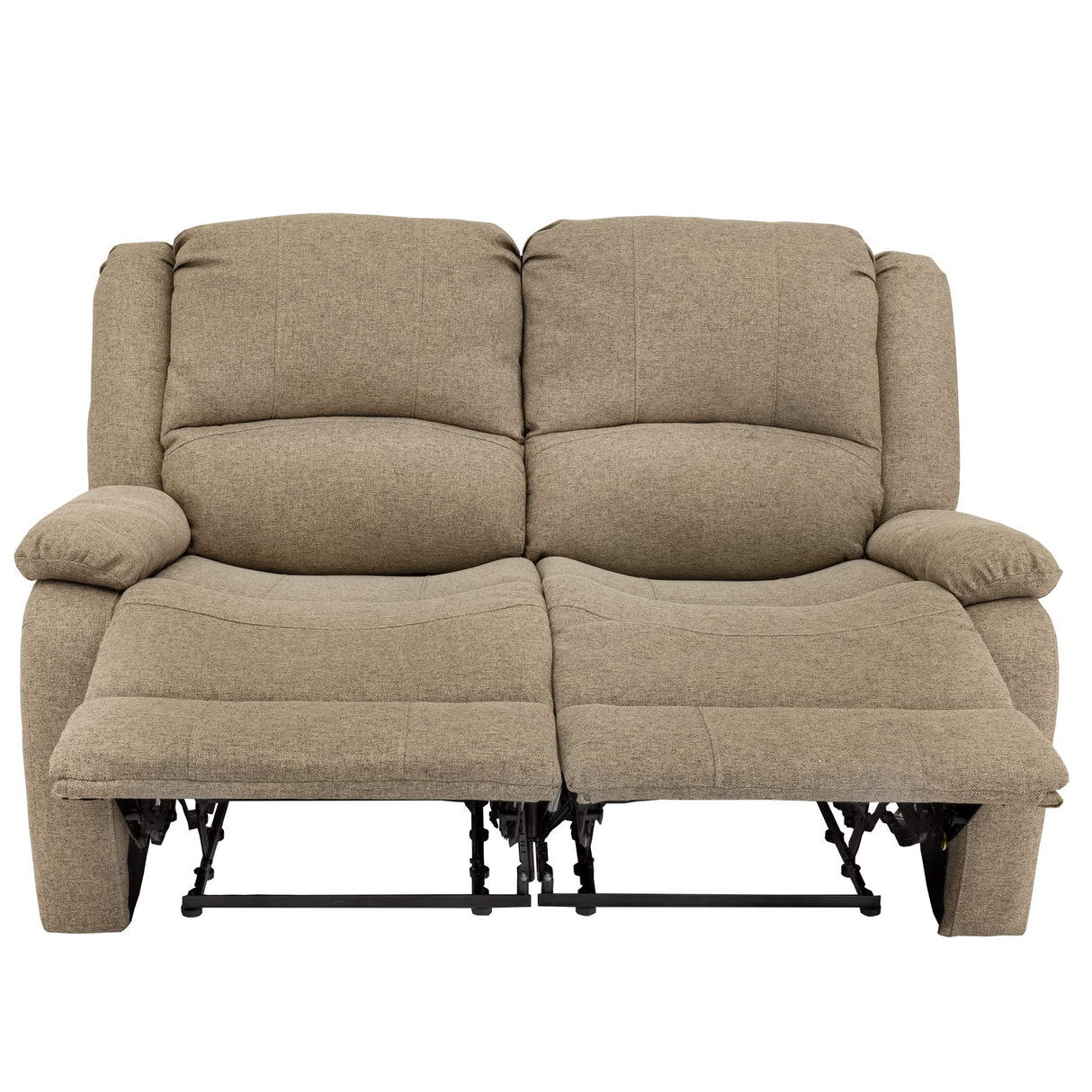 RecPro Charles 58" Double Recliner RV Sofa | Zero Wall Loveseat for Camper | Wall Hugger Couch | Fifth Wheel Theater Seating | Replacement RV Furniture | Oatmeal Cloth RecPro