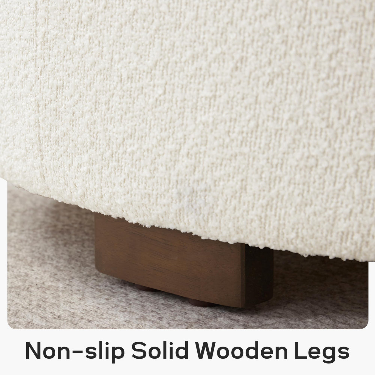 Zihanhome 30 Inch Round Storage Ottoman Coffee Table, Modern Boucle Ottoman with Lift-Off Lid and Solid Wood Legs for Living Room, Bedroom, Corners, Apartments (Beige) Zihanhome