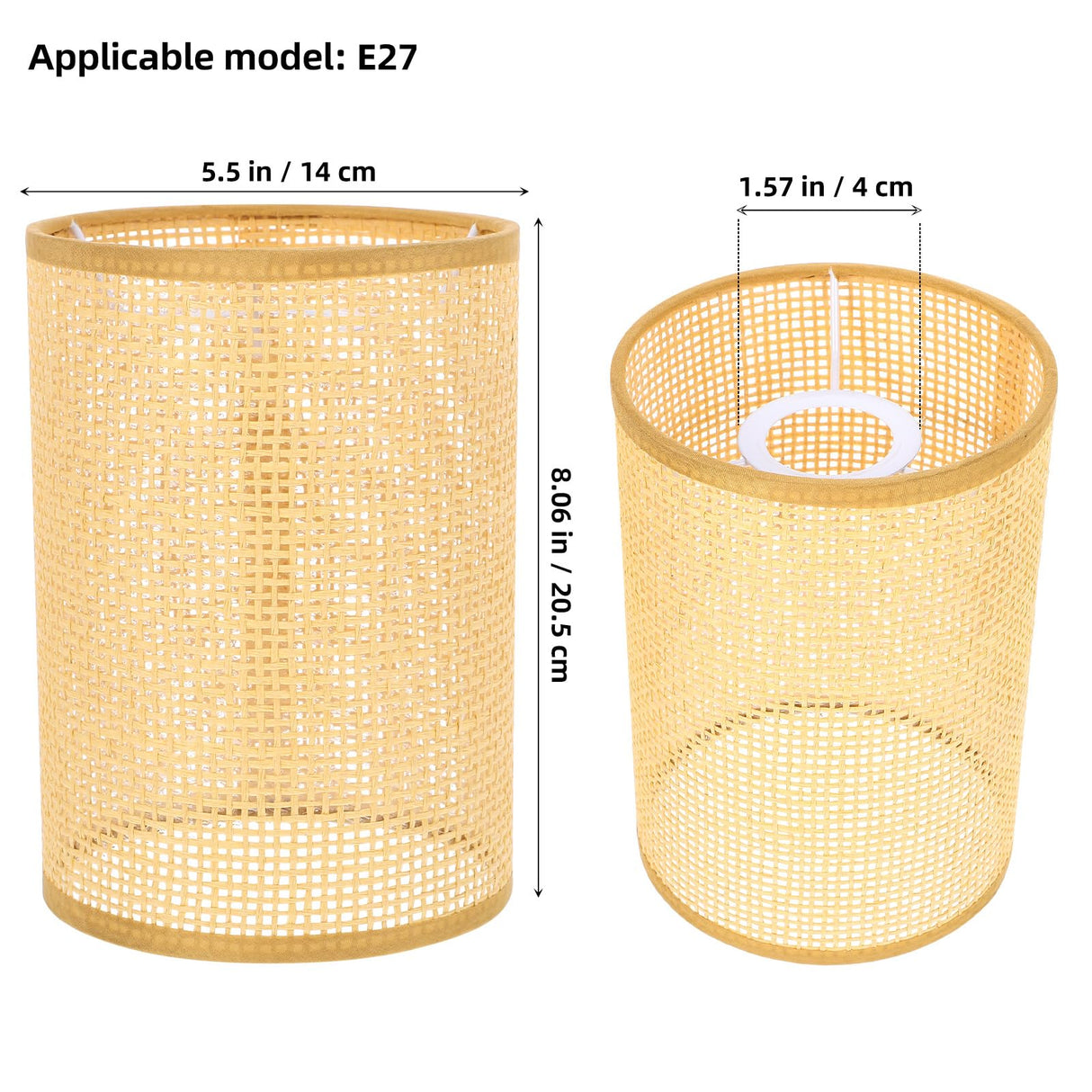 DOITOOL 2Pcs Rattan Drum Lamp Shade Replacement E27/E14 Chandelier Lampshade Natural Woven Cylinder Light Cover Table Lamp Cover for Chandeliers Floor Table Lamps DOITOOL