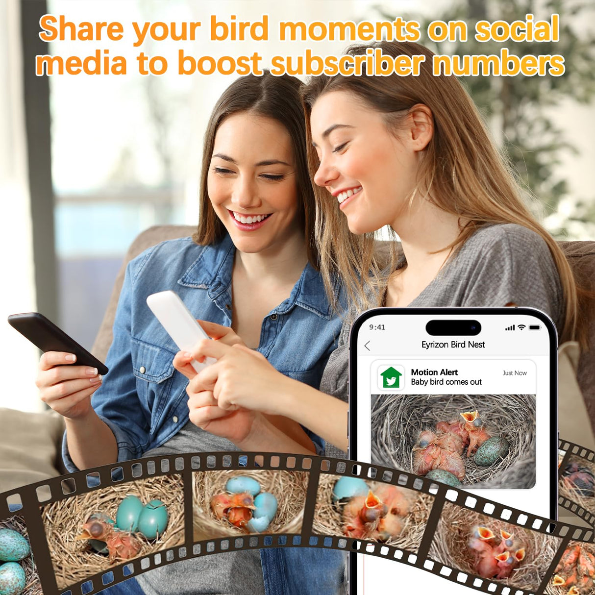 Smart Bird House with 5MP HD Camera, Solar-Powered & Night Vision - IP66 Weatherproof, App-Controlled Bird Watching for Bird Enthusiasts EYRIZON