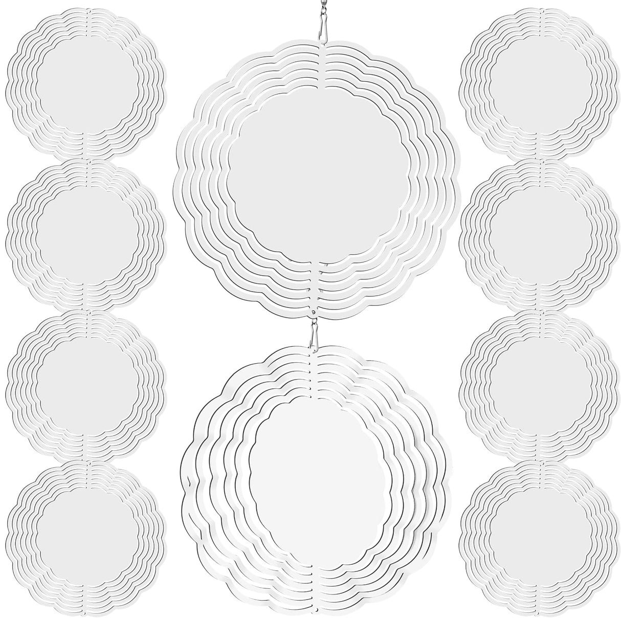 Remerry 10 Pack 10 Inch Sublimation Wind Spinner Blanks 3D Aluminum Metal Wind Spinners Whirligigs Wind Spinners DIY Crafts Ornaments for Garden Window Yard Porch Front Door Decoration(Round) Remerry