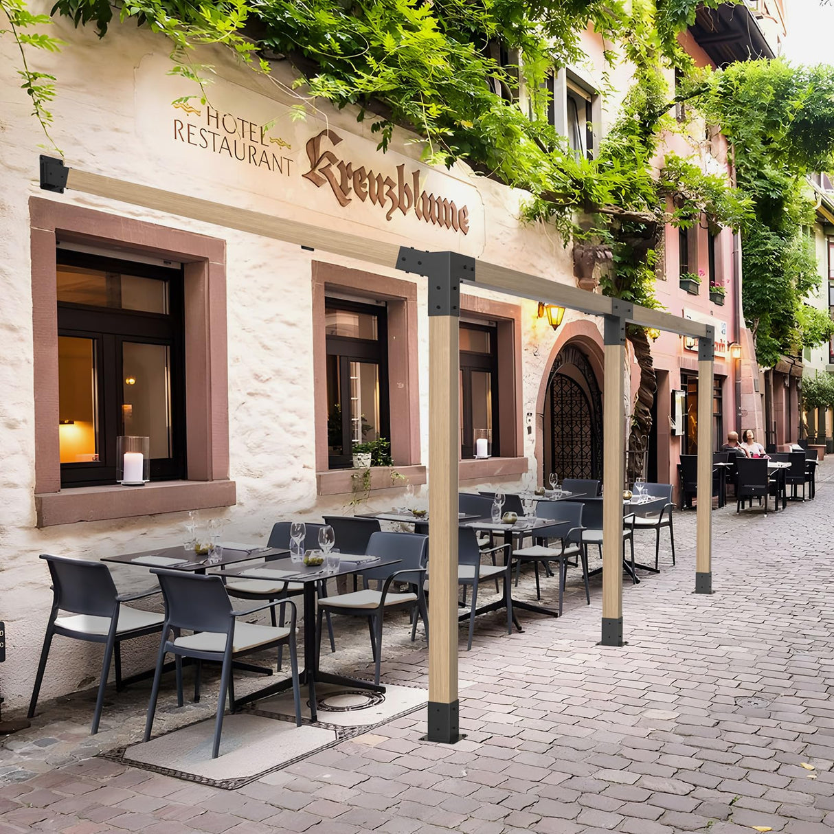 Heavy Duty 15°Slanted Roof Wall Mount 4x4 Pergola Bracket Kit,TROPTOLKY Angled 4x4 Wood Post Bracket,DIY Pergola Gazebo Kit 3-Way(6PCS) TROPTOLKY