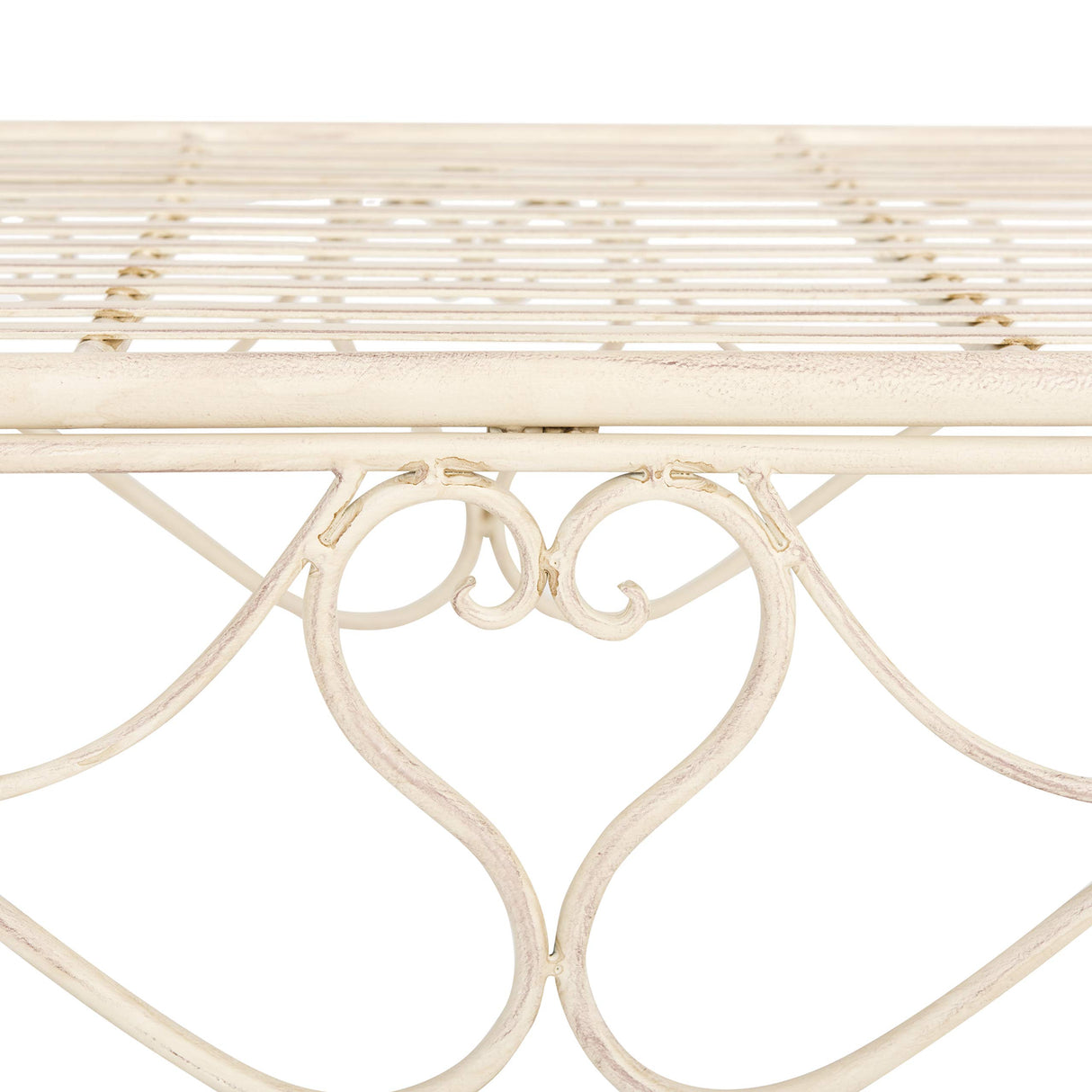 SAFAVIEH PAT5016A Collection Arona Antique White Wrought Iron 51" Outdoor Garden Bench SAFAVIEH