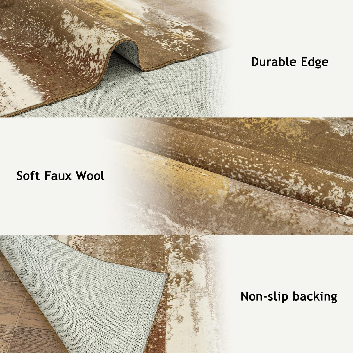 plumlik Area Rugs for Living Room, 6x9 Brown Modern Abstract Rugs for Bedroom, Large Washable Boho Rug with Non-Slip Rubber Backing for Dining Room Dorm Classroom Farmhouse Kids Playroom plumlik