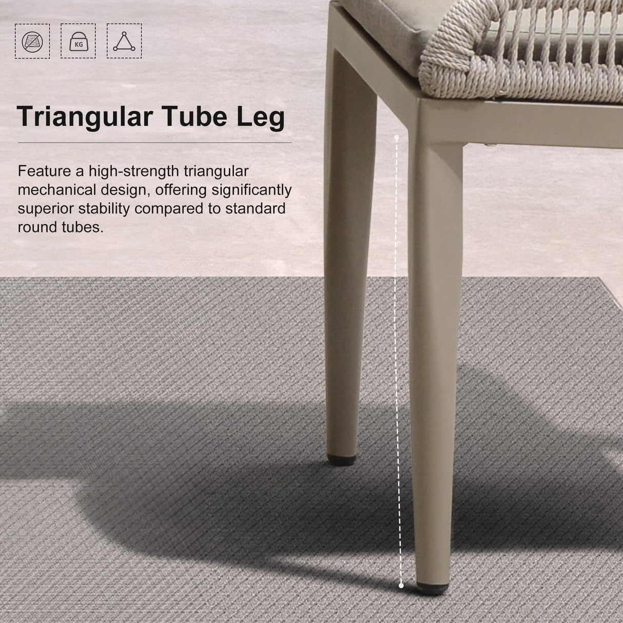 PURPLE LEAF 9 Pieces Patio Dining Set Aluminum Modern Rectangular Table and Wicker Chairs with Cushions for Kitchen Porch Garden Outdoor Furniture Sets, Champagne PURPLE LEAF