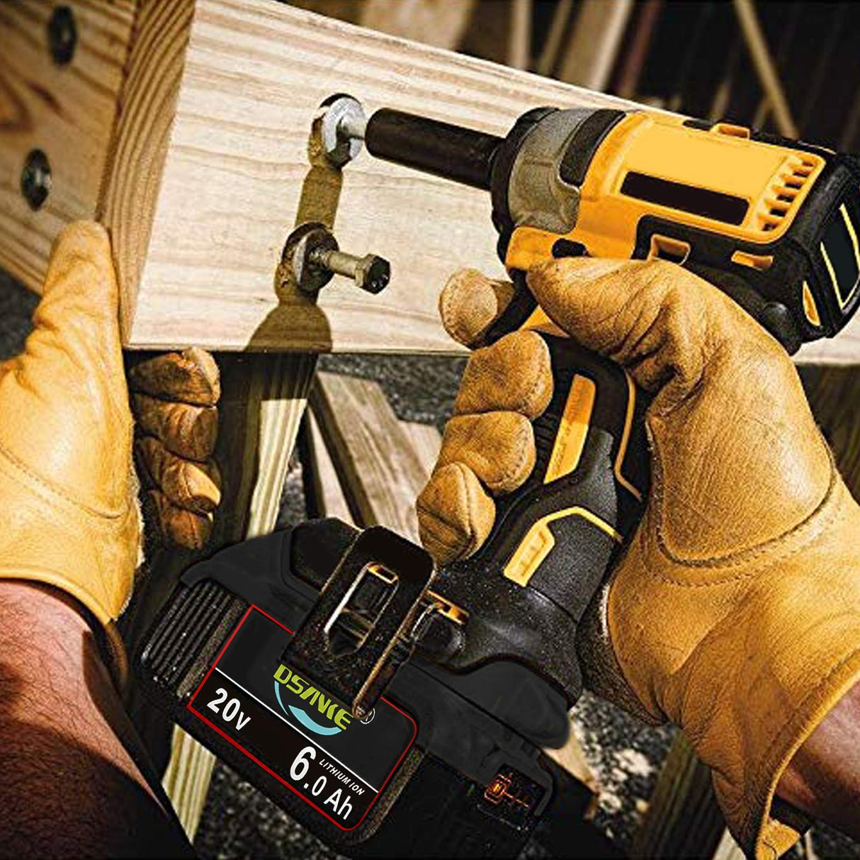 DSANKE 20V 6.0Ah Battery Replace for Dewalt 20V Battery DCB200 DCB206 DCB207 DCB204 DCB203 DCB201 DCB200 DCB180 DCD/DCF/DCG/DCS Series Dewalt 20V Battery C DSANKE C