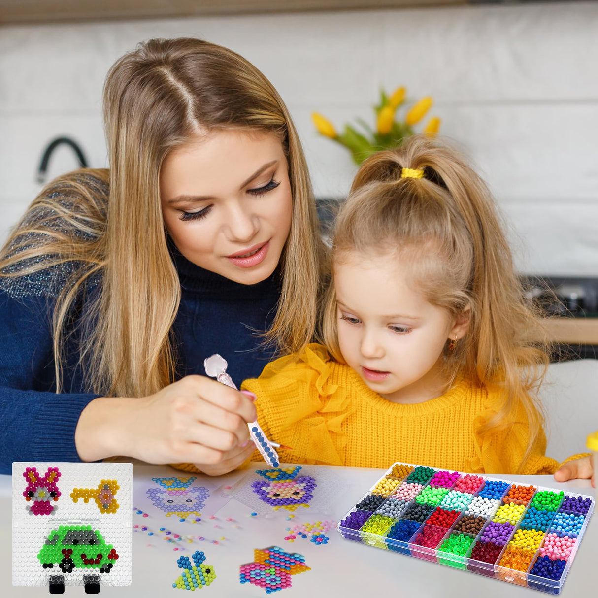 Fuse Beads Kit for Girls Ages 6+ – 4400 Pcs 5mm Beads in 32 Colors with Spray Bottle, Puzzle Guide, Clamps & Chains | Creative DIY Arts & Crafts Gift Liangding