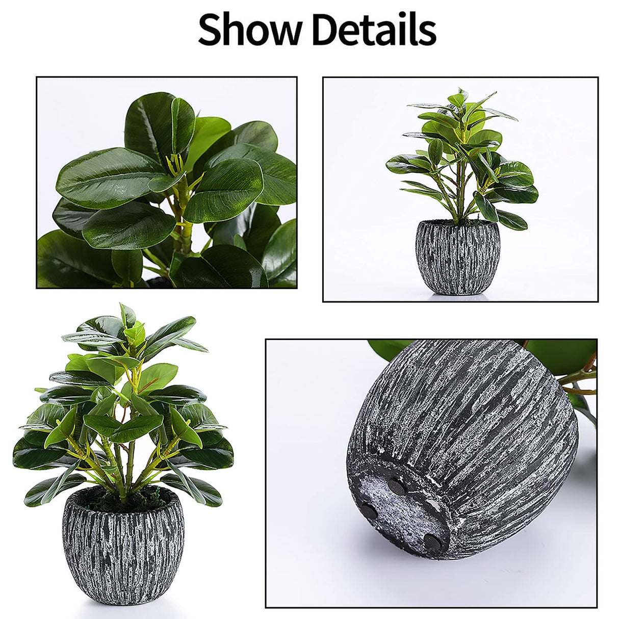 Artificial Potted Plant, Real Touch Artificial Oak Leaves Waterproof Fake Plants Indoor Outdoor, Eco Friendly Modern Concrete Greenery Plant Pots for Office Home Kitchen Shelf Farmhouse Decor SHOHAYTO