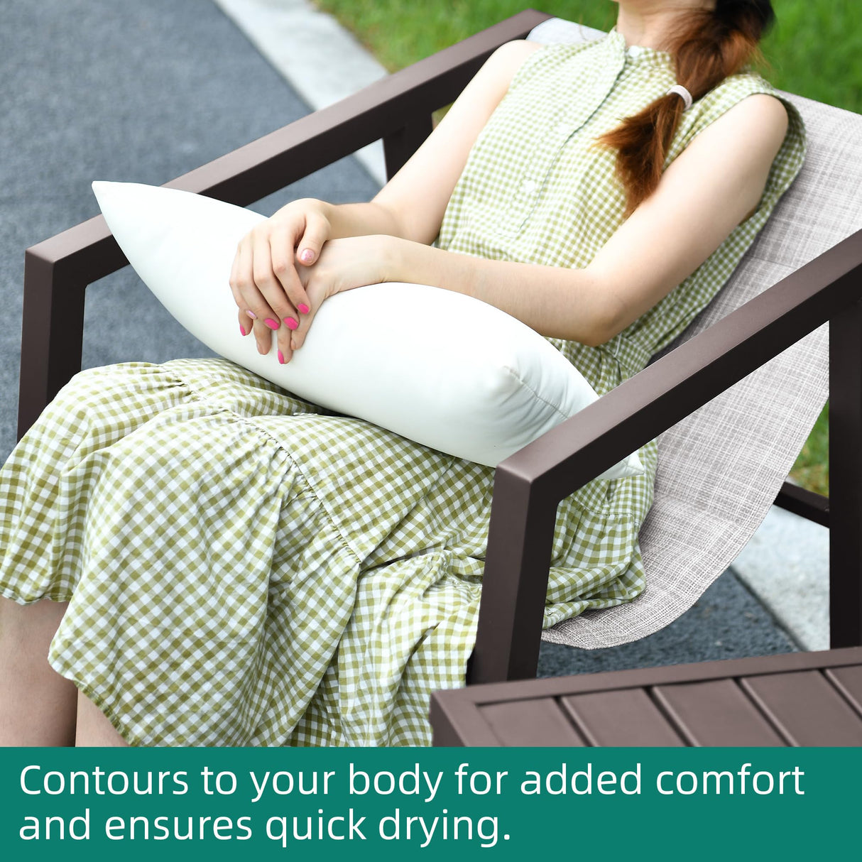 YITAHOME 3-Piece Outdoor Furniture Set, All-Weather Textile Patio Bistro Set with Pillows, Small Patio Conversation Set for Balcony Outside, Outdoor Sling Chairs and Side Table - Brown & Ivory YITAHOME