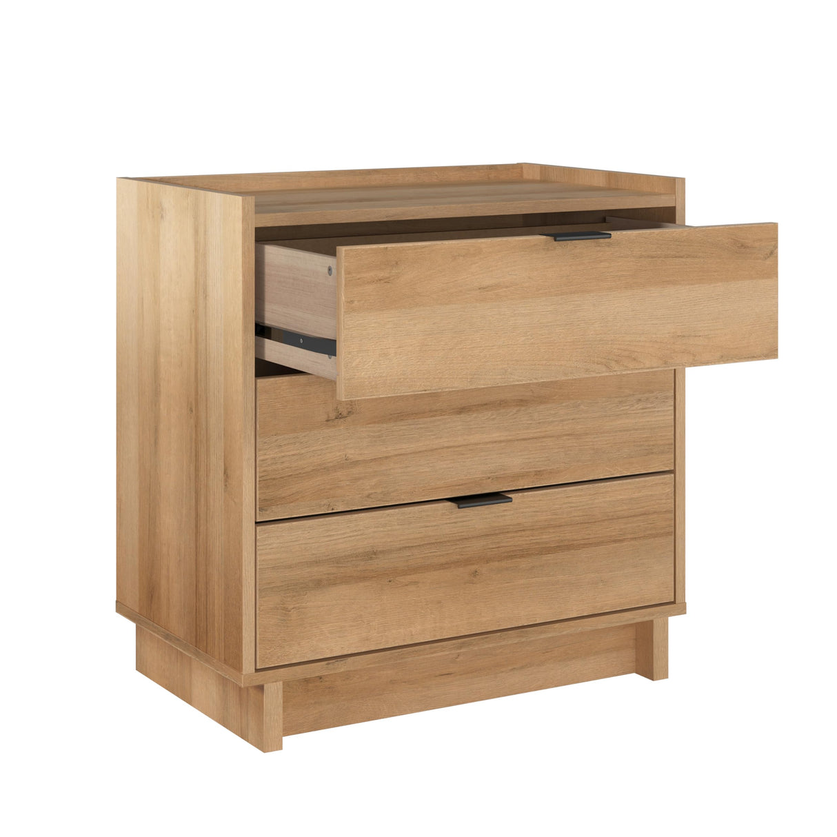 Prepac Simply Modern Nightstand Bedside Table, Natural Oak Nightstand for Bedroom, End Table with 3 Drawers 26.5" W x 26.75" H x 16" D Prepac